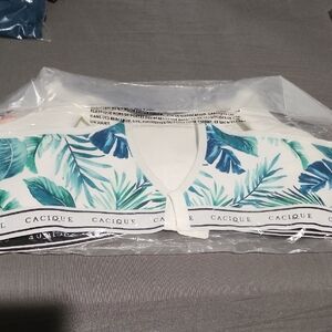 Cacique Green and Blue Leaf Pattern Bra